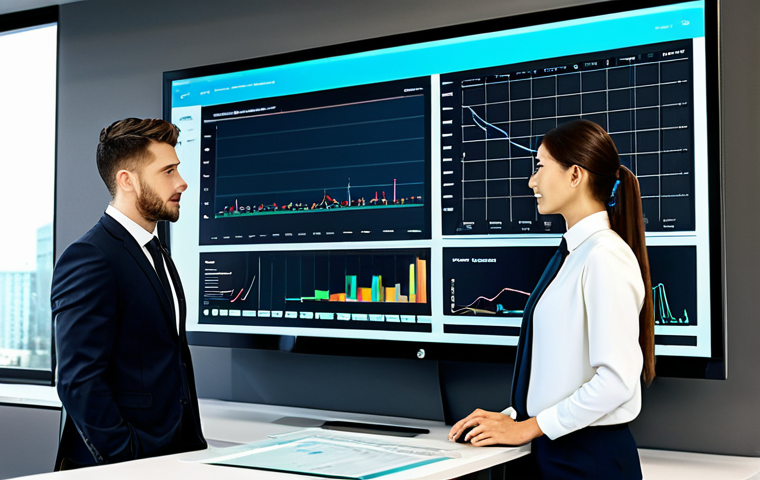 **

"Two business partners in professional attire, reviewing a financial dashboard on a large screen, modern office setting, fully clothed, appropriate content, safe for work, data-driven decision making, teamwork, graph displays, financial charts, perfect anatomy, correct proportions, professional, modest, family-friendly."

**